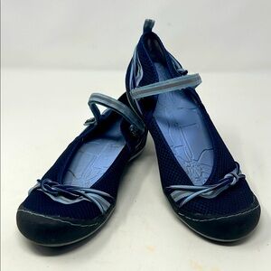 J-41 Navy and Light Blue Mary Jane Flats Sneakers Size 7 Excellent Condition